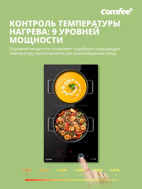 Индукционная варочная панель CIH311, 2 конфорки, зона flex Индукционная варочная панель CIH311, 2 конфорки, зона flex