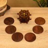 Подставка под горячее "Штурвал" (набор 6 шт), 12х11,5х6,8 см, дерево шишам Подставка под горячее "Штурвал" (набор 6 шт), 12х11,5х6,8 см, дерево шишам