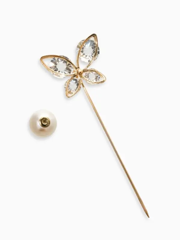 Набор булавок (4 шт.) &laquo;Цветы&raquo;, 8 см, белый в золоте