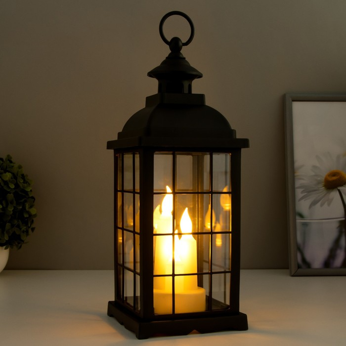 Ночник Ночник "Свечи" LED батарейки 3хААА (не в комплекте), черный 13х13х38 см, свечение желтое