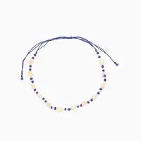 Браслет на ногу, анклет, длина 20 см, белый, синий Браслет на ногу, анклет, длина 20 см, белый, синий