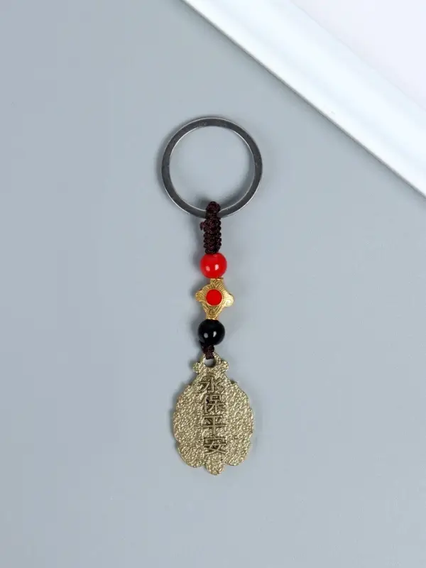 Брелок металл нэцке "Хотей в лотосе" 5 монет набор 2 шт h=7,5 см