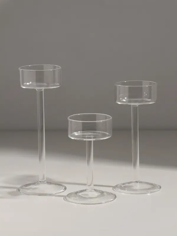 Подсвечник стекло  Подсвечник стекло "Моник" прозрачный d=5,4 см набор 3 шт 6,5х15 6,5х11 см 6,5х17 см