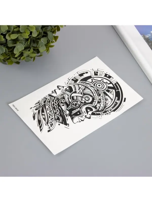 Переводная тату на тело чёрная &laquo;Этно. Два&raquo;, 12&times;19 см