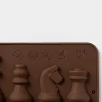 Форма для шоколада Доляна &laquo;Шахматы&raquo;, силикон, 20.6&times;8.8 см, 16 ячеек, коричневая