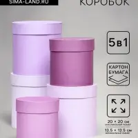 Набор круглых подарочных коробок 5 в 1 &laquo;Пудра&raquo;, 20&times;20&times;20‒13.5&times;13.5&times;13.5 см