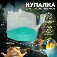Купалка для птиц, 145&times;136&times;140 мм, пластик, светло-зелёный перламутр