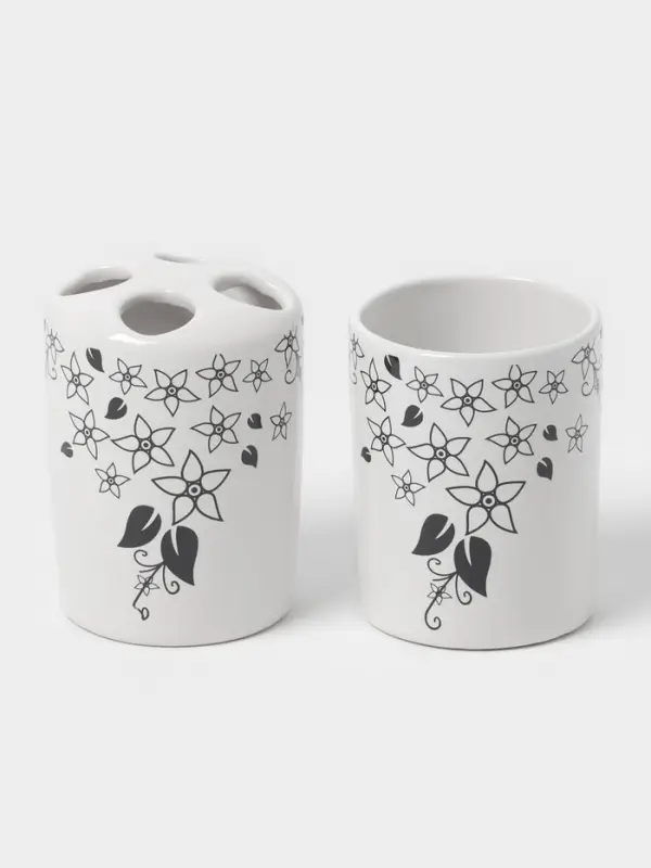 Аксессуары для ванной, 4 предмета, мыльница, дозатор для мыла, 2 стакана, белые