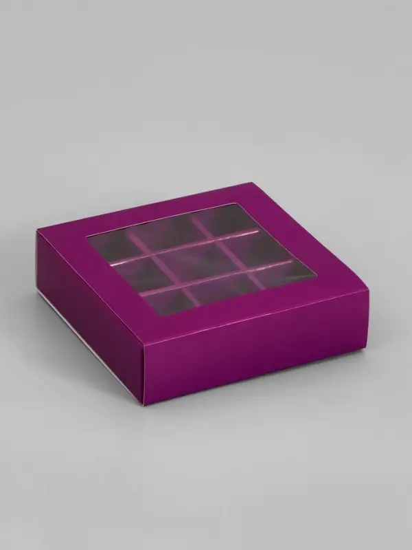 Коробка для 9 конфет, сиреневый, 13.5&times;13.5&times;3.5 см