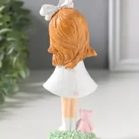 Сувенир полистоун "Малышка в платье в горох, с бантом в волосах, с мишкой" 6,5х4,5х16,8 см   1092990