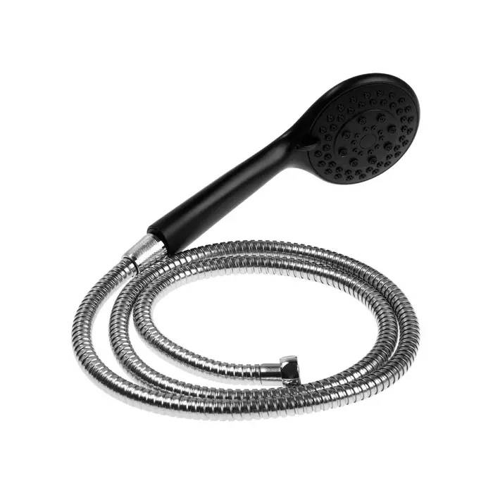 Смеситель для ванны ZEIN Z2494, излив 20 см, кран-букса 1/2", с душ набором, черный/хром