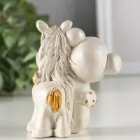Фигура гипс "Мишка с лошадкой" 9х7х6 см, перламутр