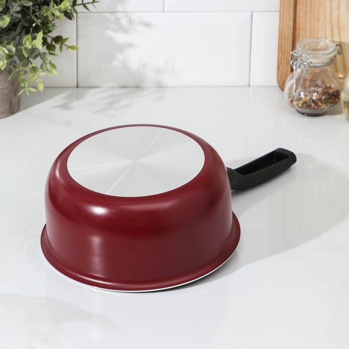 Ковш «Альфа» 1,5 л, стеклянная крышка, пластиковая ручка, антипригарное покрытие, цвет красный Ковш «Альфа» 1,5 л, стеклянная крышка, пластиковая ручка, антипригарное покрытие, цвет красный