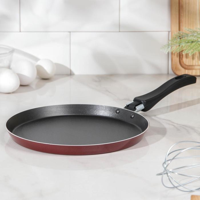 Сковорода блинная «Эксперт», d=22 см, пластиковая ручка, антипригарное покрытие, цвет бордовый Сковорода блинная «Эксперт», d=22 см, пластиковая ручка, антипригарное покрытие, цвет бордовый