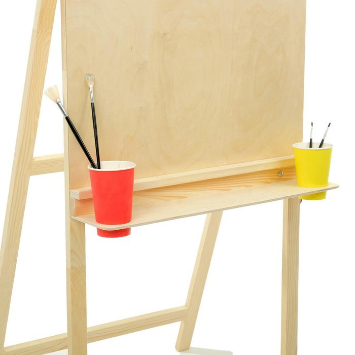 Мольберт тип «Хлопушка», 120 х 60 х 65 см, планшет 60 х 60 см, полка с двумя подстаканниками, неокрашенное дерево, Calligrata Мольберт тип «Хлопушка», 120 х 60 х 65 см, планшет 60 х 60 см, полка с двумя подстаканниками, неокрашенное дерево, Calligrata