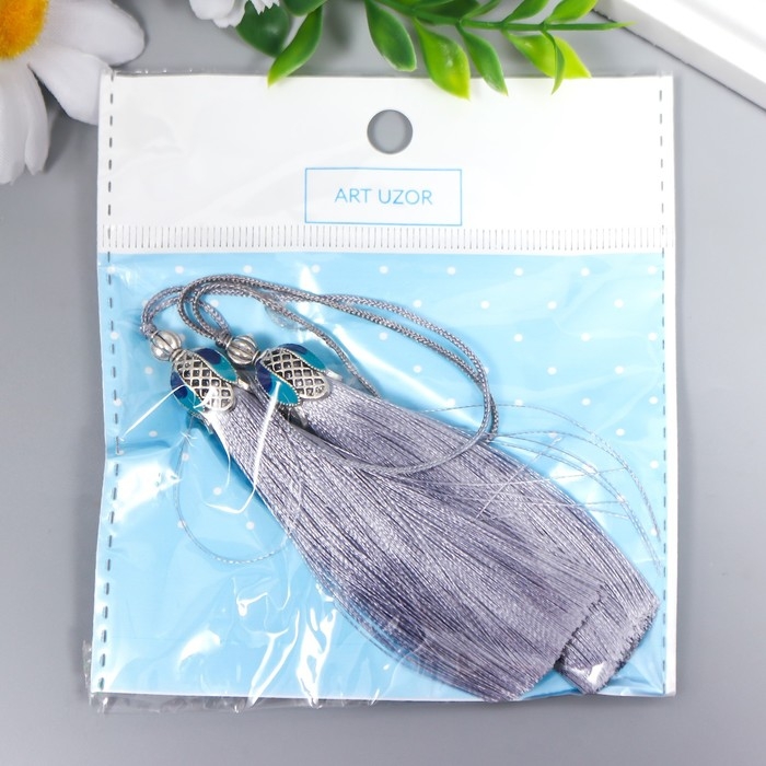 Декор для творчества текстиль Декор для творчества текстиль "Кисть Падишах" серый набор 2 шт 9х1 см