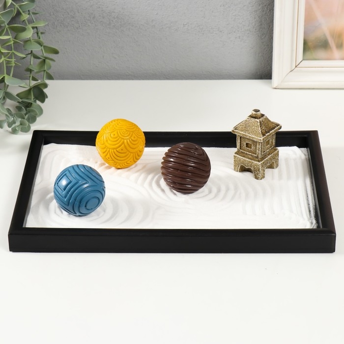 Сад камней Дзен  Сад камней Дзен "Три шара с рисунками" песок 29,5х20х5,5 см