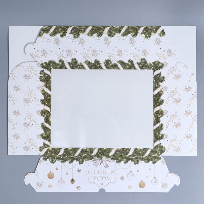 Коробка складная на 12 капкейков с окном «С Новым годом!» 32,8 х 25,6 х 10 см, Новый год Коробка складная на 12 капкейков с окном «С Новым годом!» 32,8 х 25,6 х 10 см, Новый год