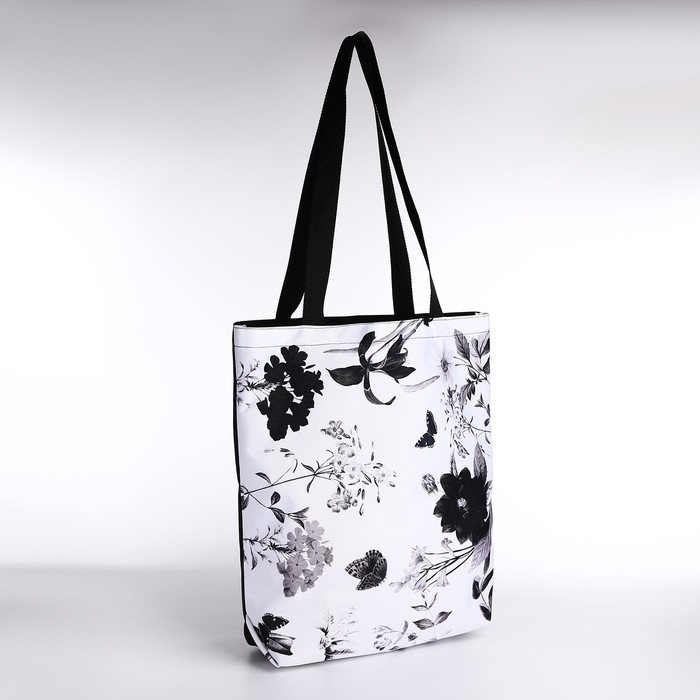 Шопер Шопер "Цветы", 40х12х38 см, цвет чёрный