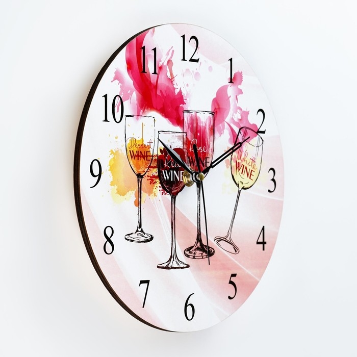 Часы настенные интерьерные Часы настенные интерьерные "Бокалы", d-23.5 см