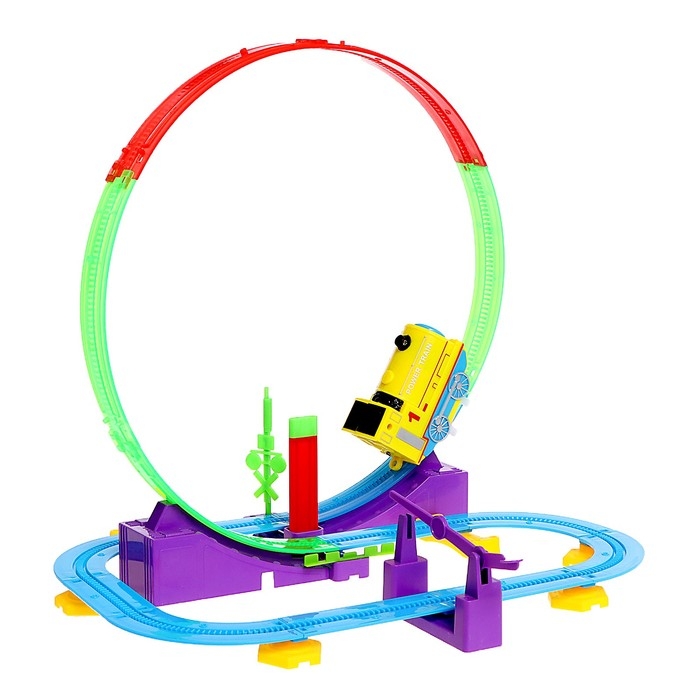 Автотрек детский «Мой город», работает от батареек, 32 детали, цвет поезда жёлтый Автотрек детский «Мой город», работает от батареек, 32 детали, цвет поезда жёлтый