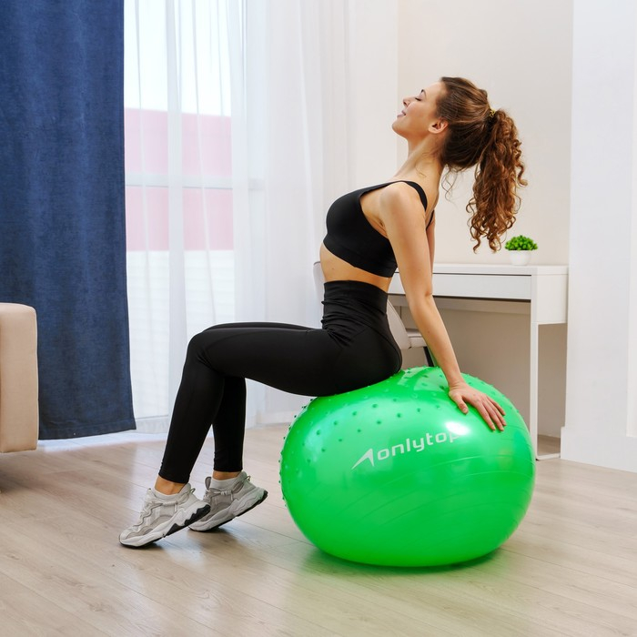 Фитбол ONLYTOP d=65 см, 1000 г, полумассажный, цвета МИКС Фитбол ONLYTOP d=65 см, 1000 г, полумассажный, цвета МИКС