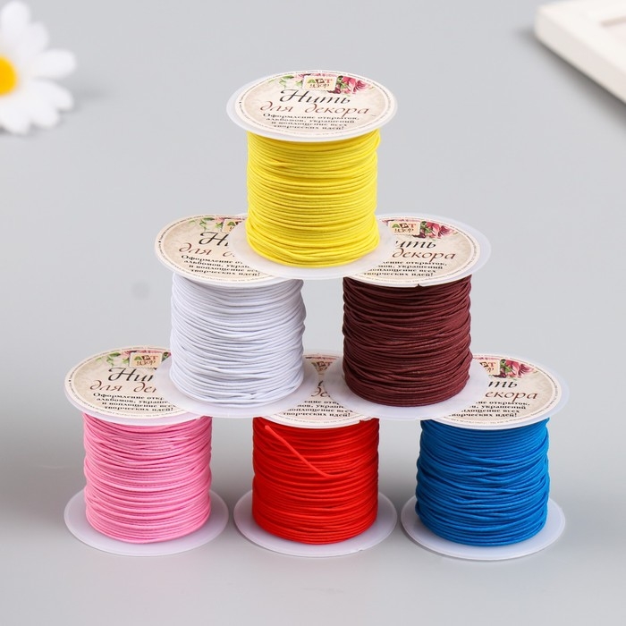 Шнур декоративный для творчества "Резинка" намотка 5 метров МИКС
