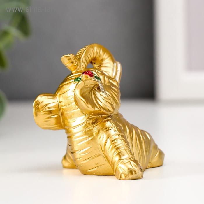 Сувенир полистоун Сувенир полистоун "Золотой слонёнок с цветочком" набор 8 шт 5,5х4х4 см