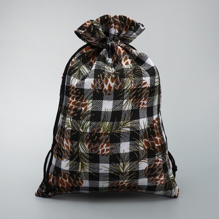 Мешочек подарочный холща «Новогодняя клетка», 16 х 24 см +/- 1.5 см, Новый год Мешочек подарочный холща «Новогодняя клетка», 16 х 24 см +/- 1.5 см, Новый год