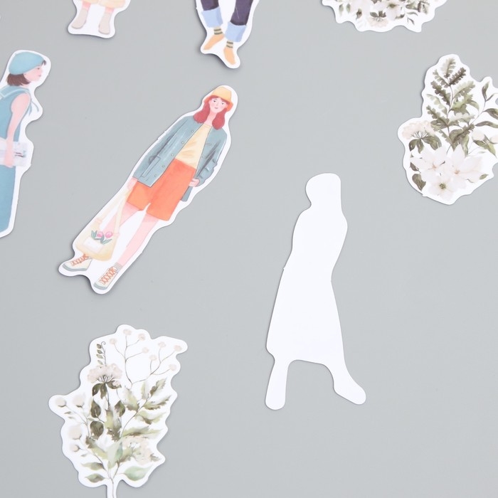 Наклейки для творчества Наклейки для творчества "Девушки и цветы. Белое настроение" 4х8 см н-р 40 шт 0,5х12х8 см