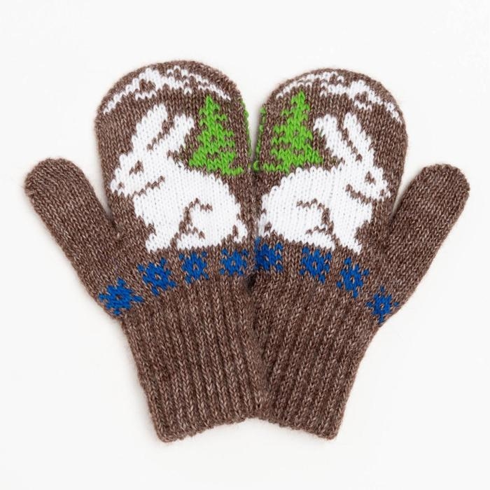 Новый год. Варежки двойные детские, цвет тёмно-коричневый, размер 12 (3-6 лет) Новый год. Варежки двойные детские, цвет тёмно-коричневый, размер 12 (3-6 лет)