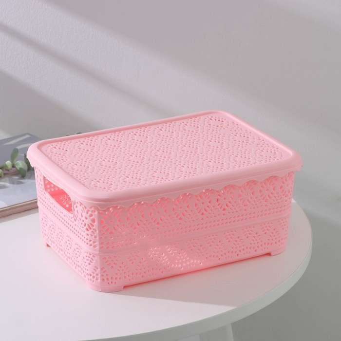 Контейнер для хранения с крышкой «Ажур», пластик, 26×19×11,5 см, цвет МИКС Контейнер для хранения с крышкой «Ажур», пластик, 26×19×11,5 см, цвет МИКС