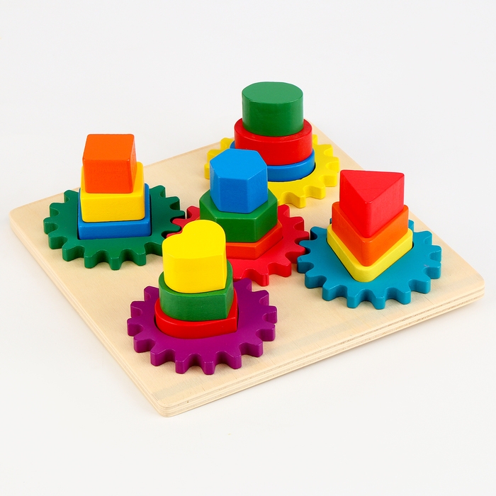 Деревянная пирамидка «Шестерёнка» 23,5 × 23,5 × 8 см Деревянная пирамидка «Шестерёнка» 23,5 × 23,5 × 8 см