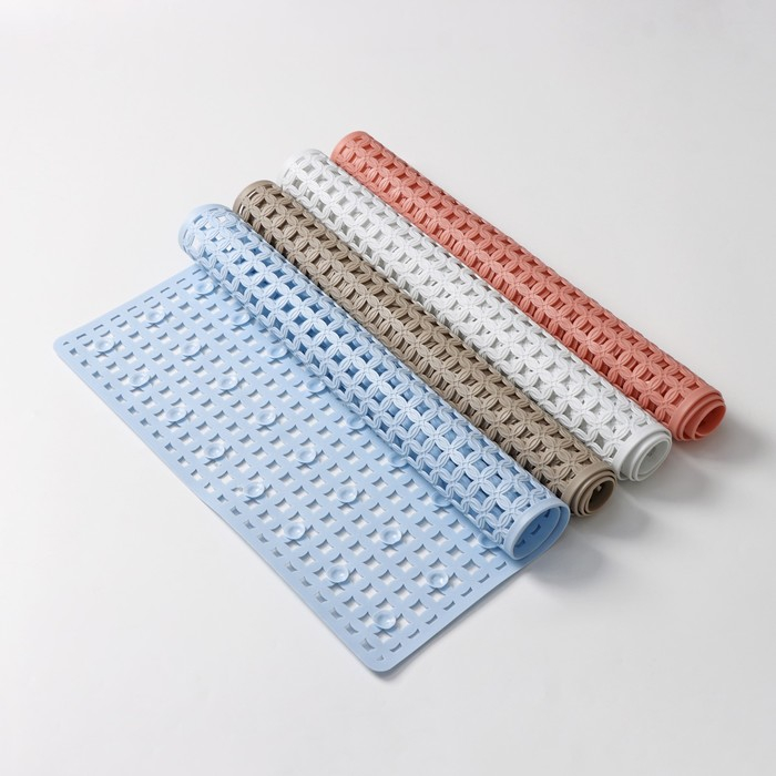 Коврик противоскользящий в ванну на присосках Доляна «Клеточка», 50×50 см, цвет МИКС