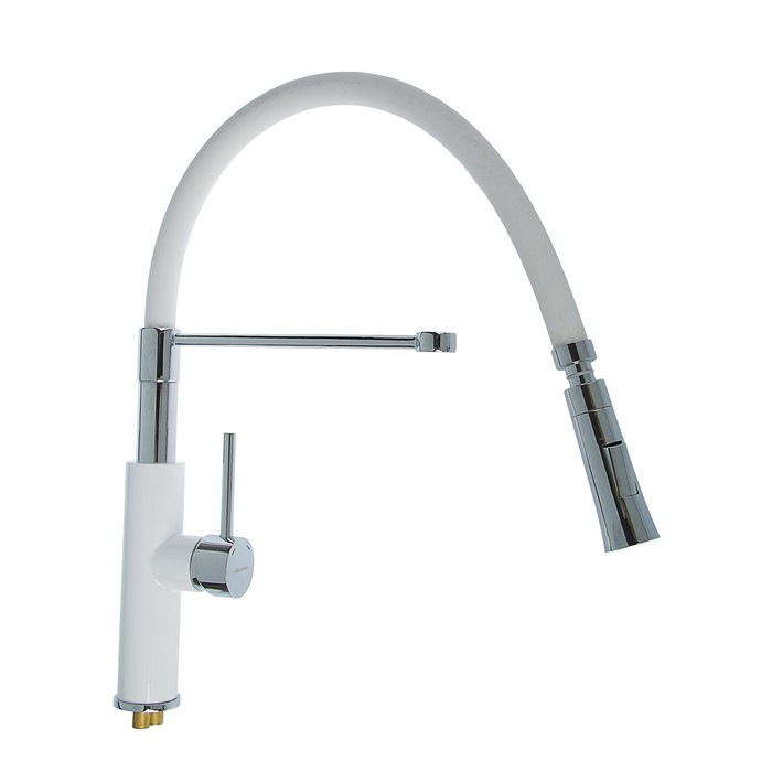 Смеситель для кухни Accoona A4890GG-1, однорычажный, латунь, белый Смеситель для кухни Accoona A4890GG-1, однорычажный, латунь, белый