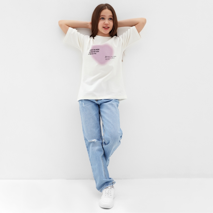 Футболка детская MINAKU цвет молочный, рост 122 см Футболка детская MINAKU цвет молочный, рост 122 см