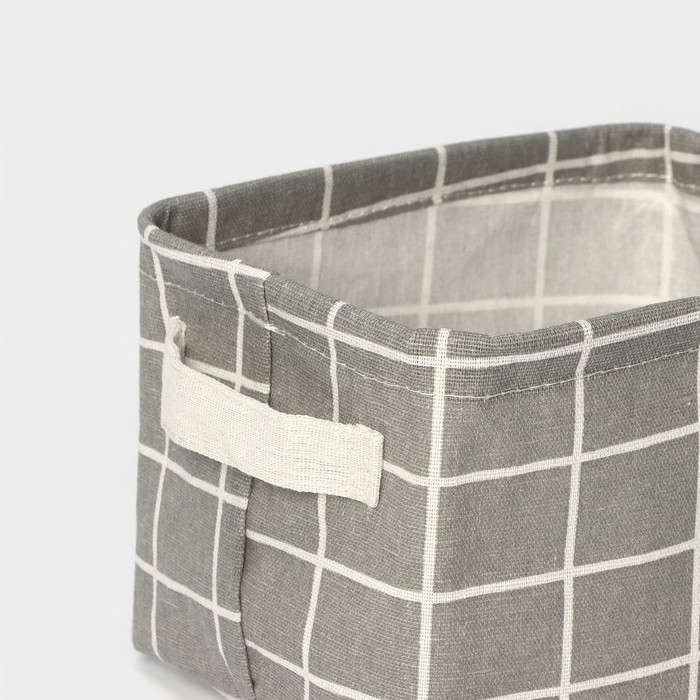 Корзинка для мелочей Доляна «Клеточка», с ручками, 20×17×13 см, цвет серый Корзинка для мелочей Доляна «Клеточка», с ручками, 20×17×13 см, цвет серый