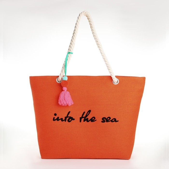 Сумка женская пляжная Into the sea, 50х34,5х14 см, оранжевый цвет Сумка женская пляжная Into the sea, 50х34,5х14 см, оранжевый цвет