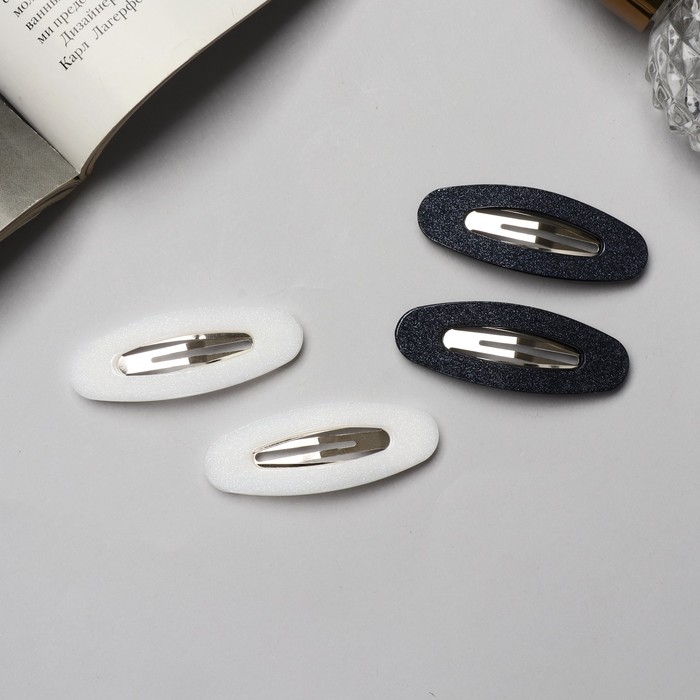 Невидимка для волос «Флоренс Невидимка для волос «Флоренс" (набор 4 шт) овал, 5 см, чёрно-белый