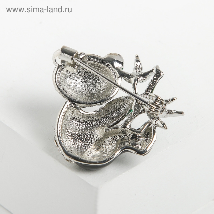 Брошь «Панда» с бамбуком, цветная в серебре Брошь «Панда» с бамбуком, цветная в серебре