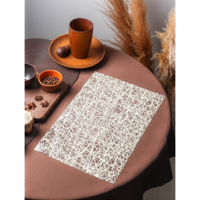 Салфетка сервировочная на стол «Путаница», ажурная, 45×30 см, цвет бежевый Салфетка сервировочная на стол «Путаница», ажурная, 45×30 см, цвет бежевый