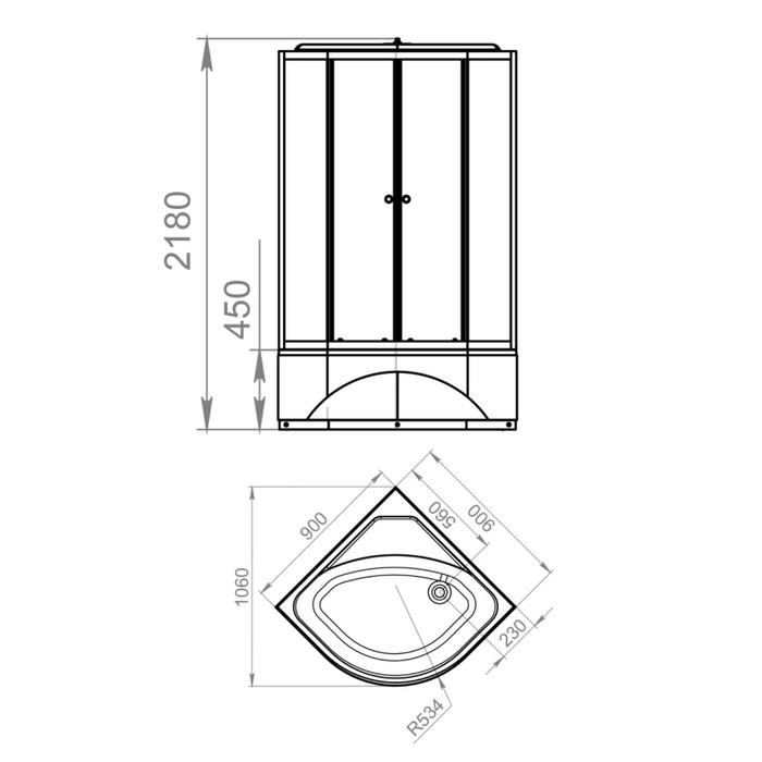 Душевая кабина DOMANI-Spa Delight 99, поддон 45см, черные стенки, тонированное стекло, 90х90