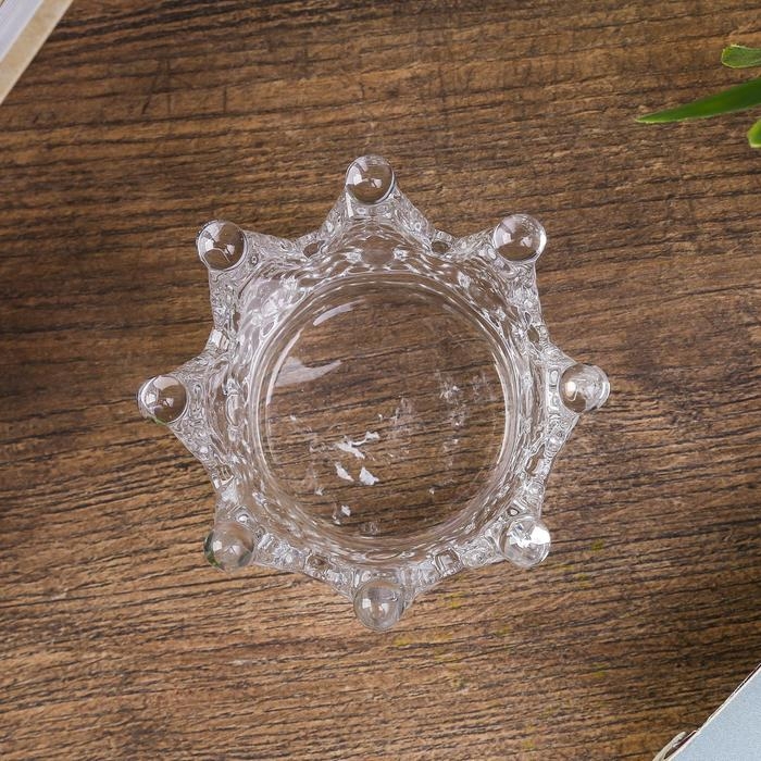 Подсвечник стекло на 1 свечу  Подсвечник стекло на 1 свечу "Корона" прозрачный 5х7х7 см