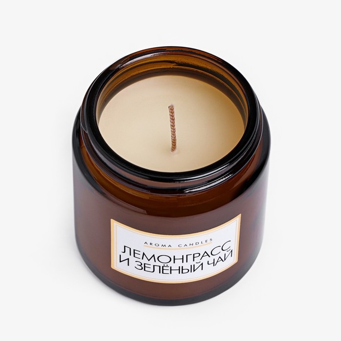 Свеча в банке ароматическая  Свеча в банке ароматическая "Лемонграсс и зеленый чай", 6,2х6,2х6,5 см, 9 часов