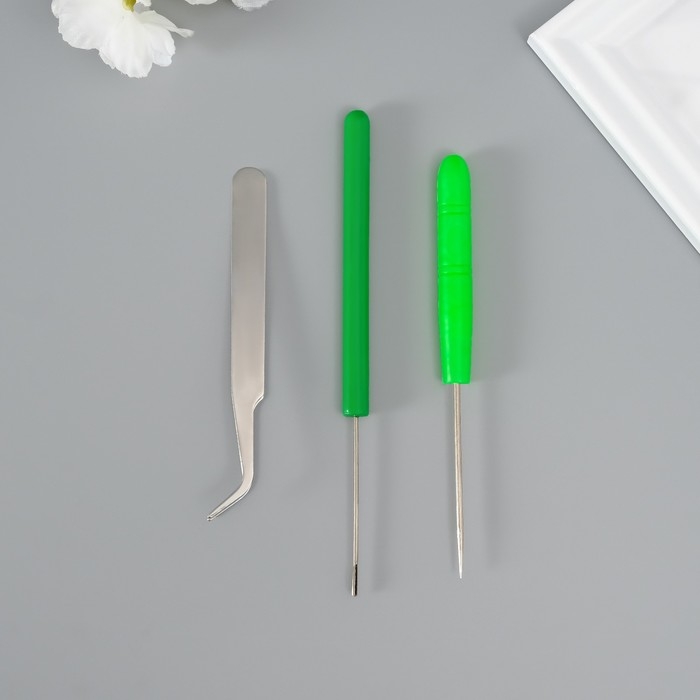 Набор инструментов для квиллинга 3 предмета: инструмент  разрез 0,7 см, шило и пинцет 10 см Набор инструментов для квиллинга 3 предмета: инструмент  разрез 0,7 см, шило и пинцет 10 см