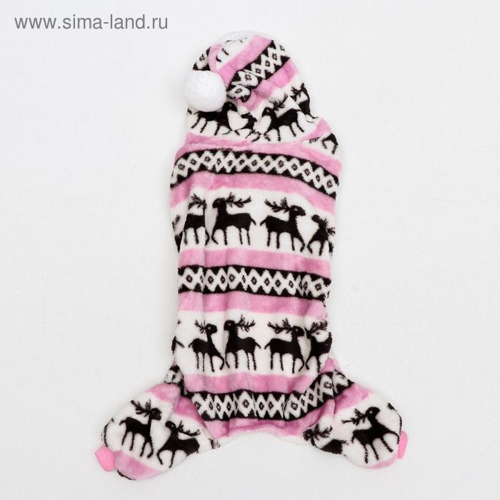 Комбинезон "Олени" с капюшоном, размер XXL (ДС 45 см, ОГ 55 см, ОШ 45 см), розовый
