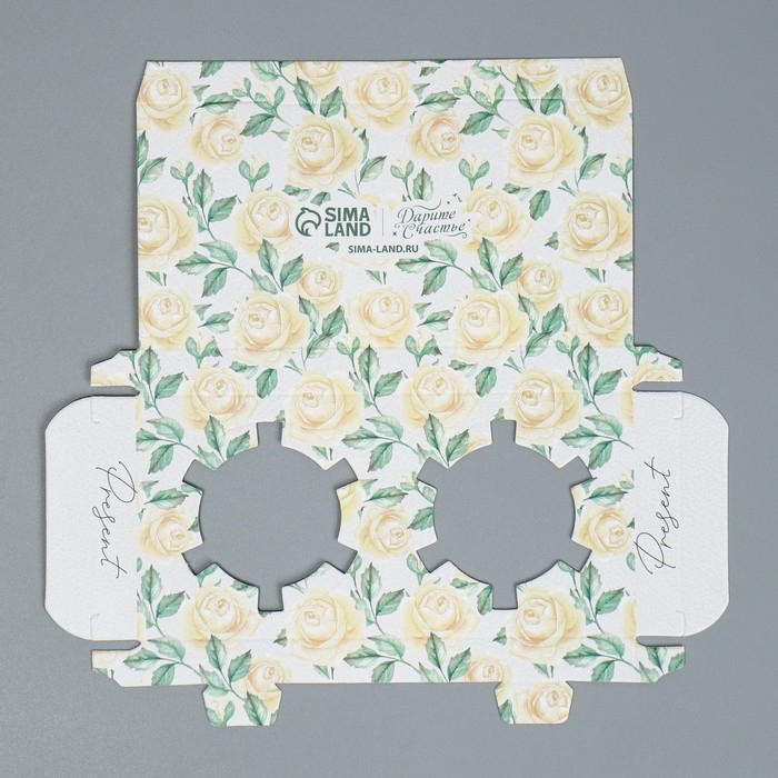 Коробка для капкейка, кондитерская упаковка, 2 ячейки «Розы», 16 х 8 х 11.5 см