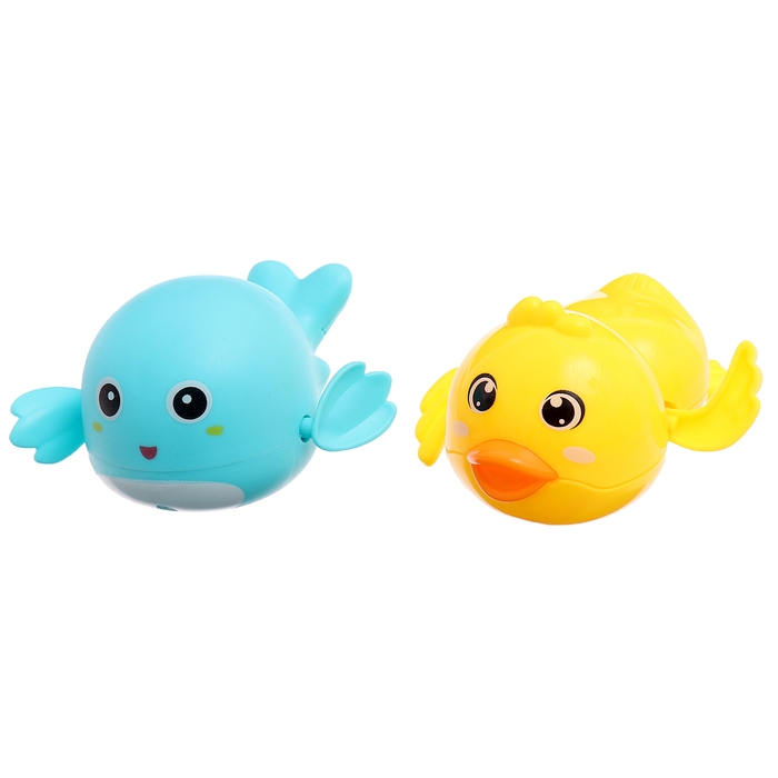 Набор для купания «Заводные игрушки: Утёнок и кит», 2 шт., МИКС Набор для купания «Заводные игрушки: Утёнок и кит», 2 шт., МИКС