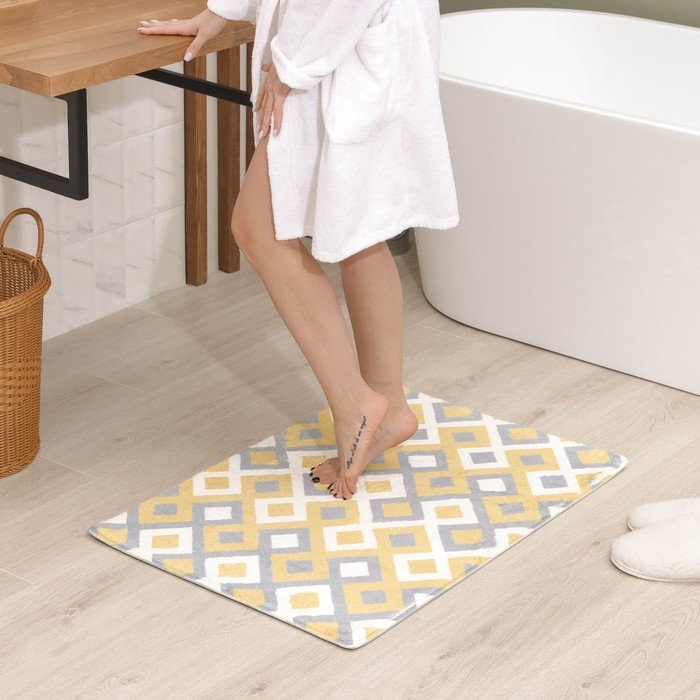 Коврик для ванной SAVANNA «Роиз», 60×90 см, цвет горчично-серый Коврик для ванной SAVANNA «Роиз», 60×90 см, цвет горчично-серый