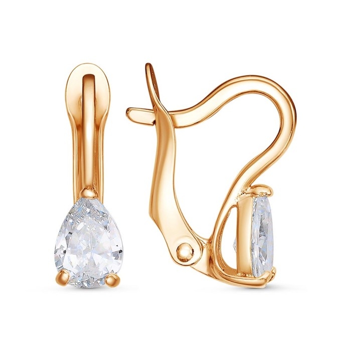 Серьги «Капля» малая, позолота, цвет белый Серьги «Капля» малая, позолота, цвет белый